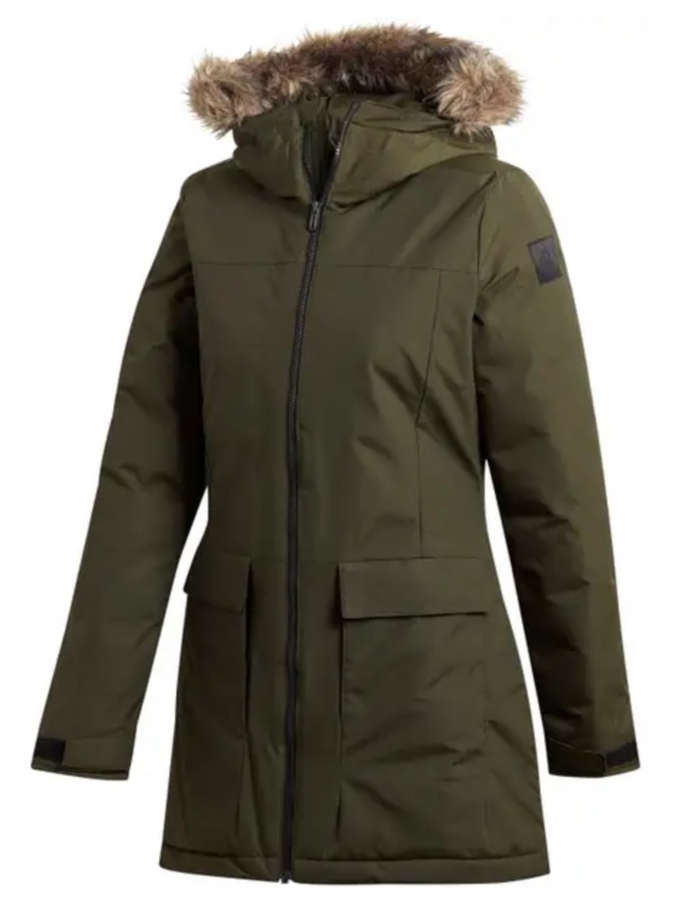 Adidas Terrex Xploric Parka - Olive Green with Faux-Fur Hood
